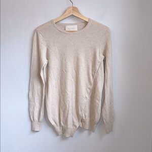 Brochu Walker 100% Cashmere Crew Neck Asymmetrical Button Sweater SZ S